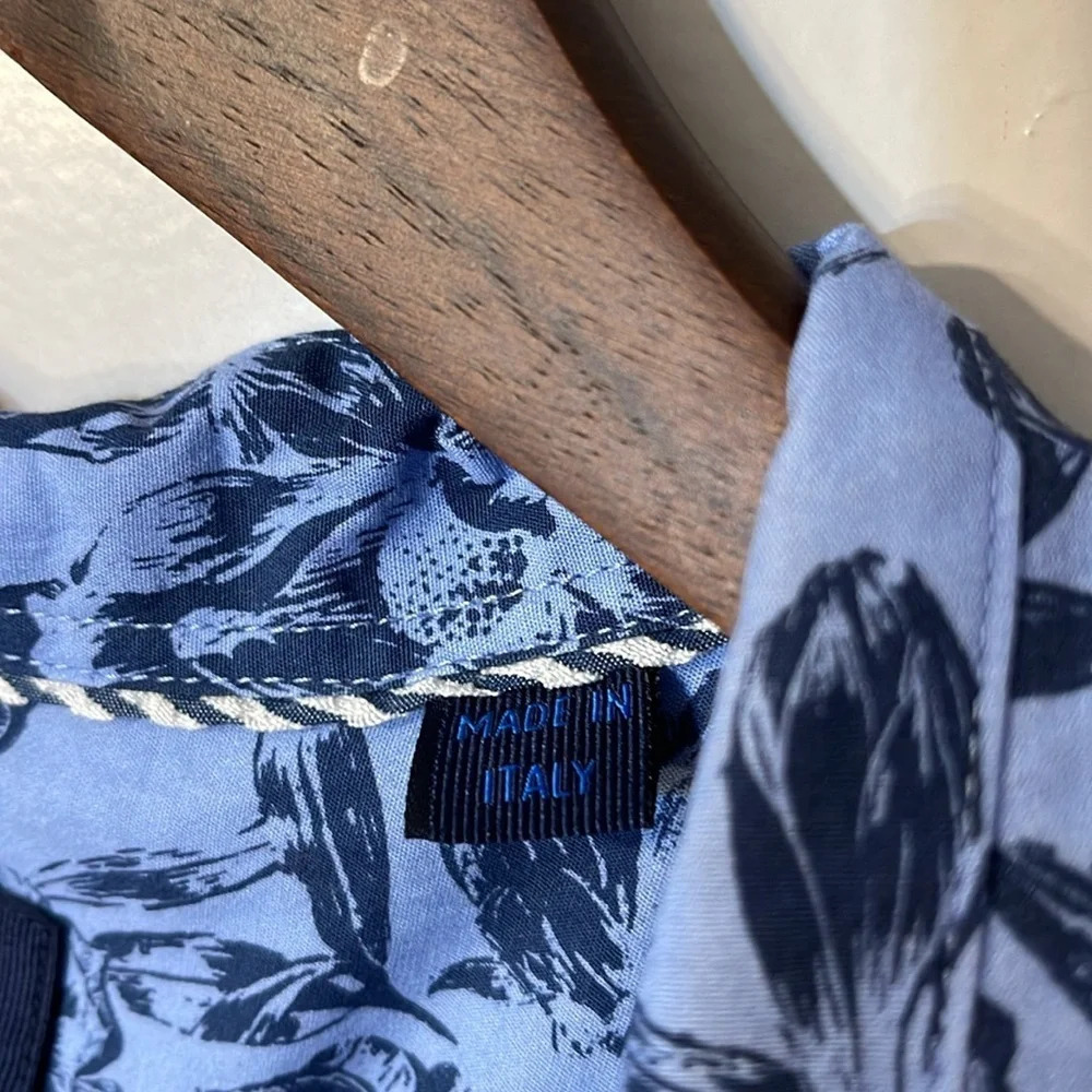 Haspel Clio Light Blue Tonal Floral Button Down Short Sleeve Shirt New Orleans‎ - Picture 8 of 9